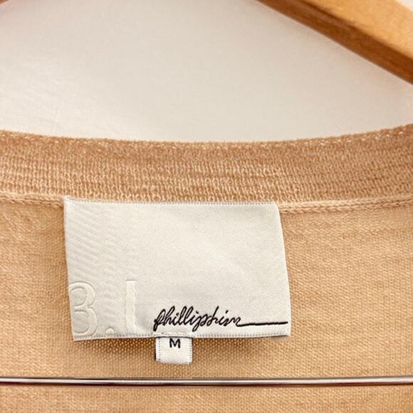 3.1 Phillip Lim Beige Double Layer Shoulder Wool Silk Blend Sweater‎ Soft Cozy - Picture 3 of 5